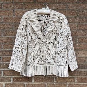 Crocheted fairytale Jacket with Rhinestone Accents, Tan, 14